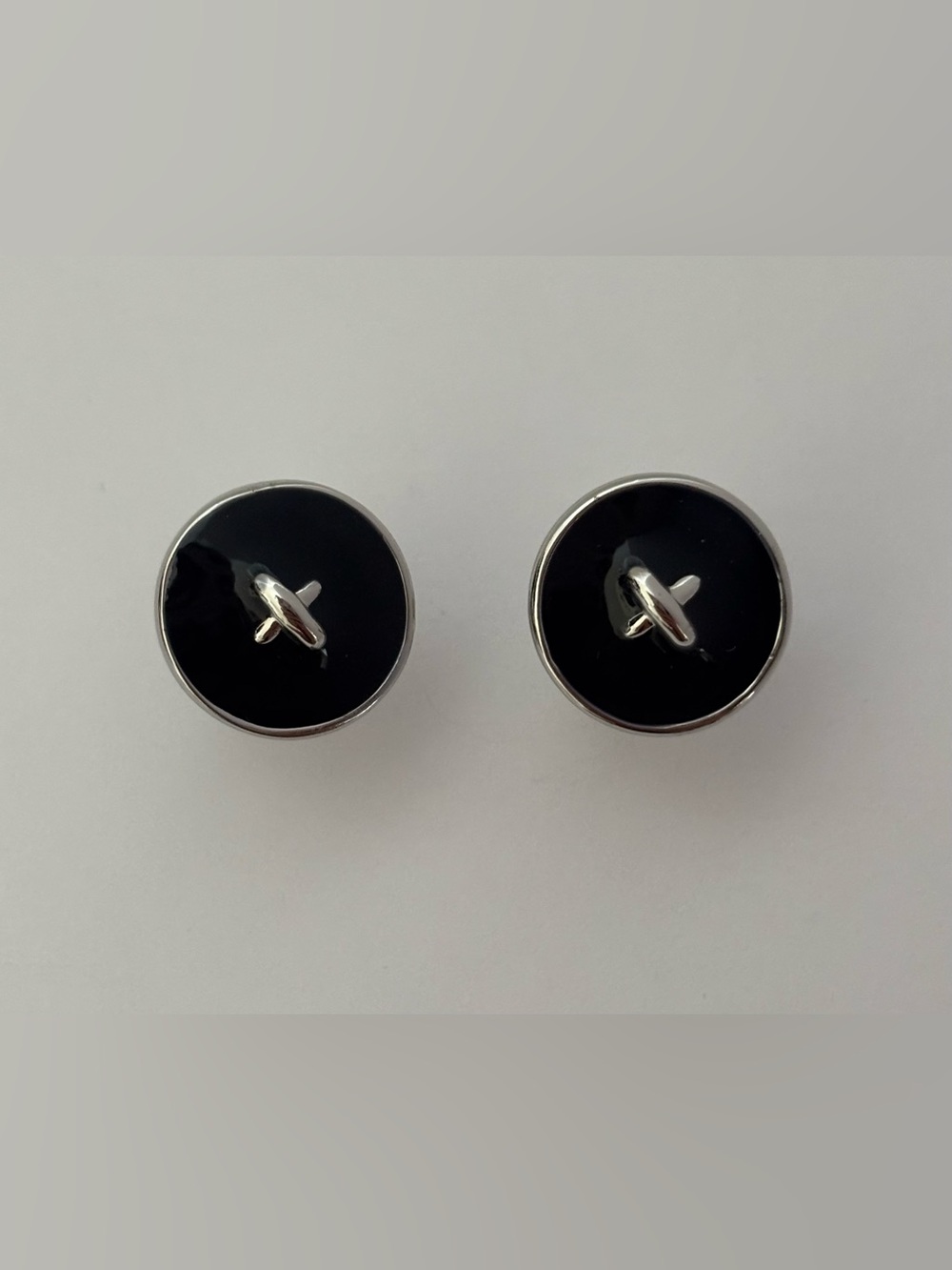 J. Crew Factory Navy Blue Silver Button Cuff Links NWT - Picture 5 of 5